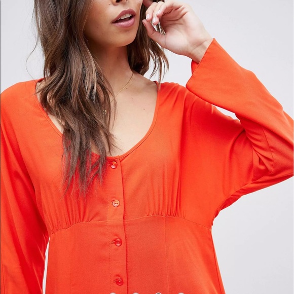 ASOS Dresses & Skirts - ASOS Design Scoop Neck Button Through Mini Tea Dress